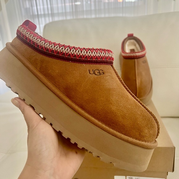 NEW UGG Tazz Suede And Sheepskin Slippers, Chestnut, Womens Size 7 Clog Mules - Picture 5 of 9